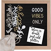 Gadgy ® Retro Fieltro Letter Board | con 340 Brillantes Letras de Oro y Plata | 170 Letras Blancas- 100 Iconos | Soporte…